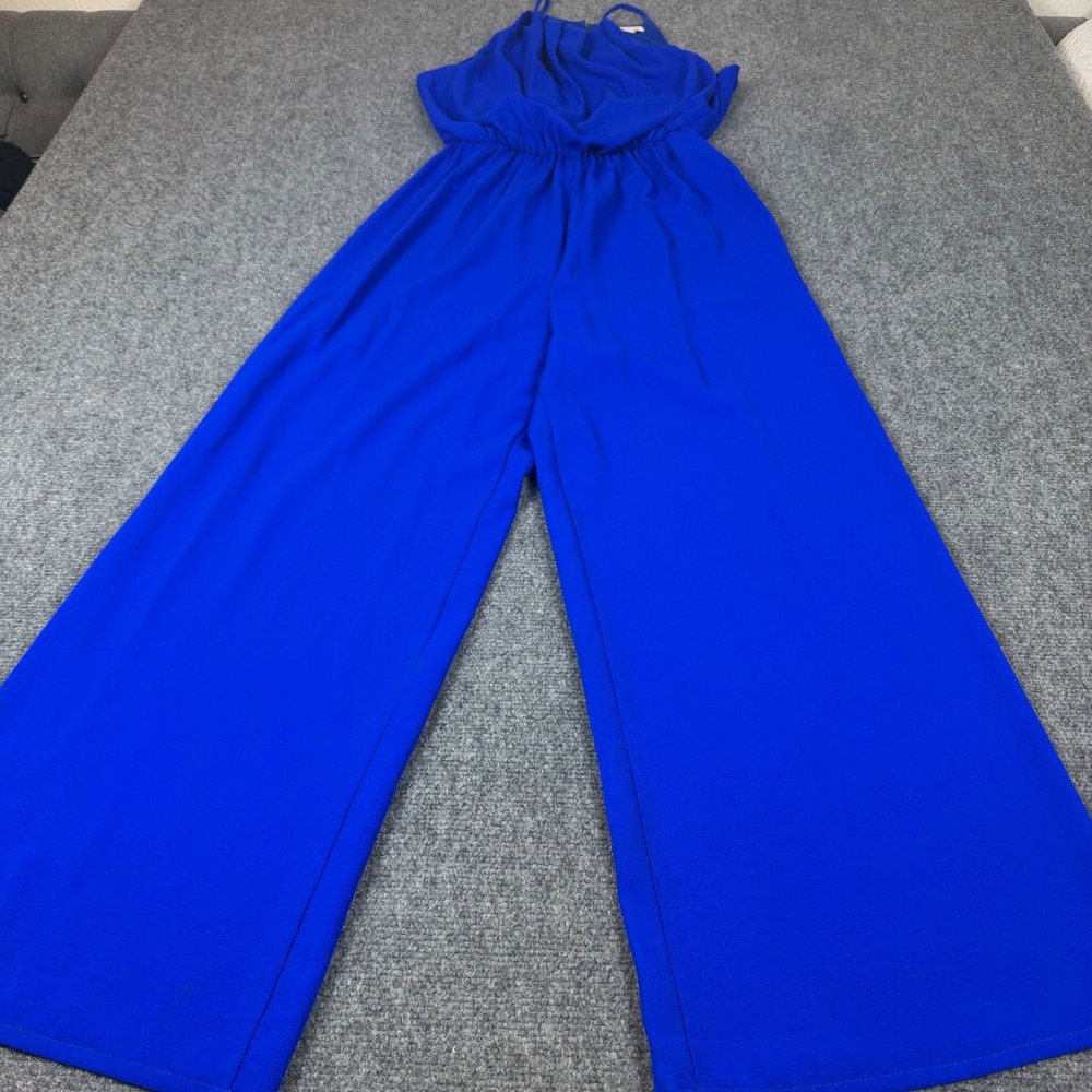 A'GACI Royal Blue Halter Neck Wide Leg Jumpsuit Small IP1048